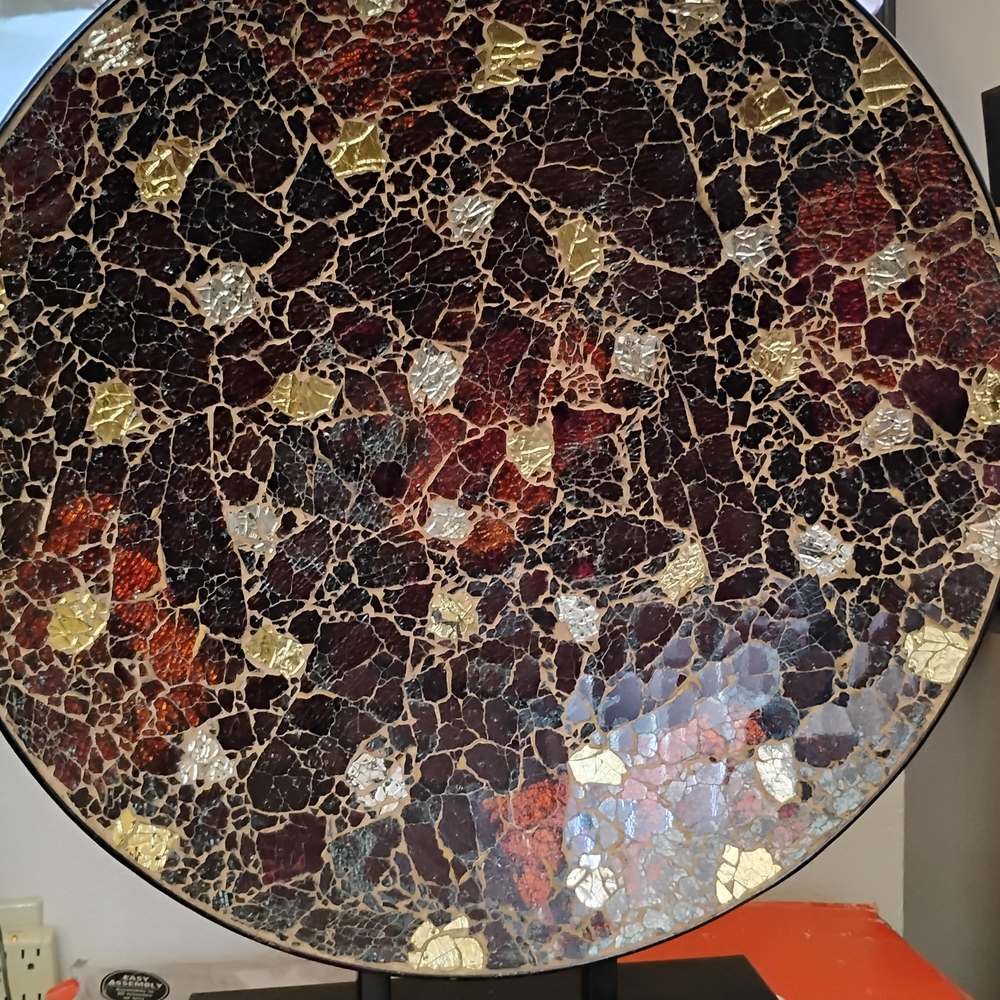 Mosaic Decorative Plate with Gold Accents